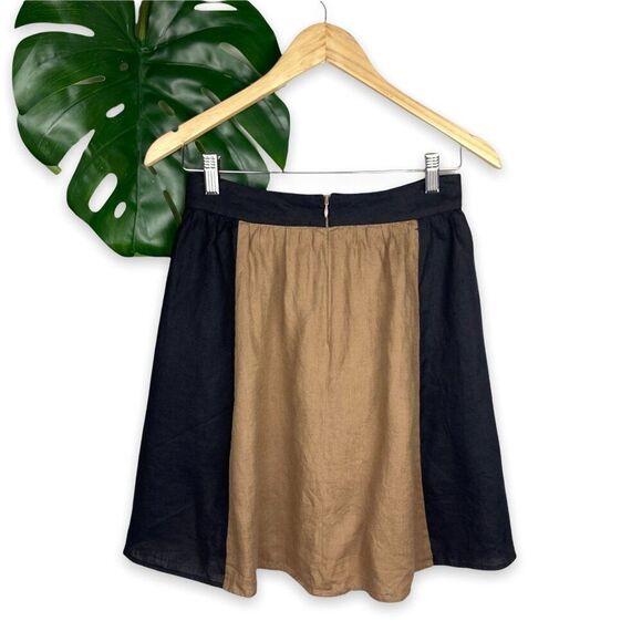 AJ Armani Jeans Linen Colorblock Panel A-Line Skirt - Picture 3 of 9